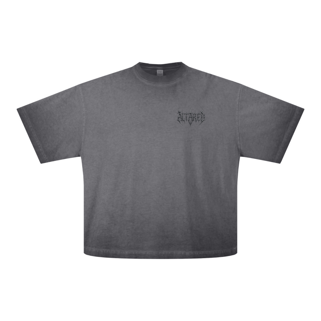 275GSM Unisex Boxy-Fit Fried-Color Vintage-Wash Loose T-shirt Washed Dark Grey