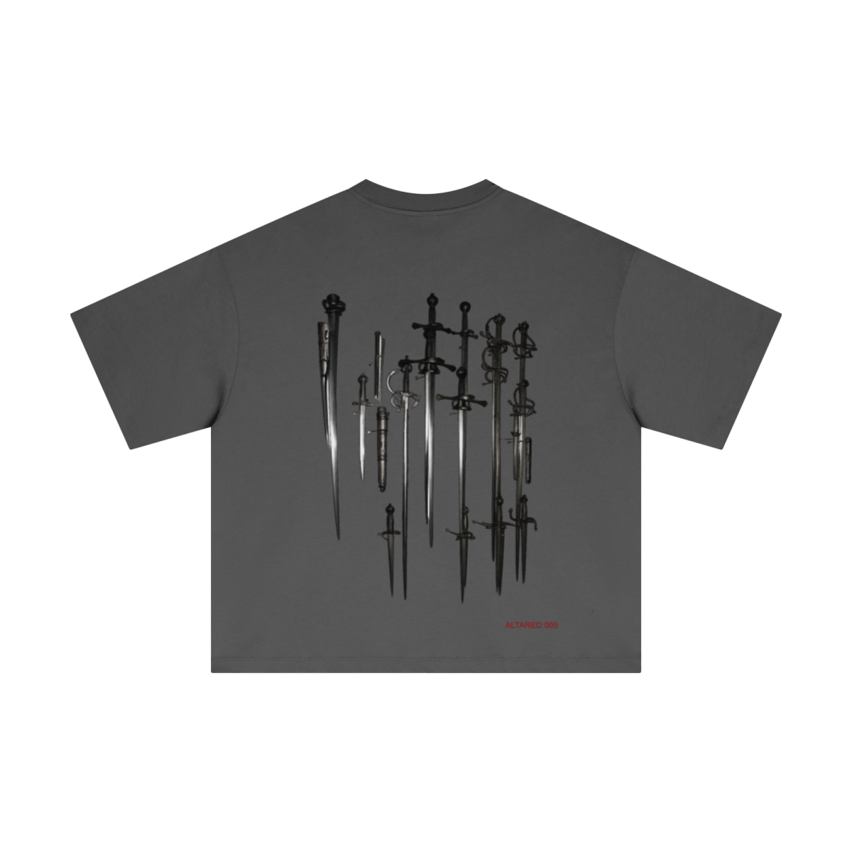 230GSM Men's Combed Cotton Plain Knit Boxy T-Shirt Dark Gray
